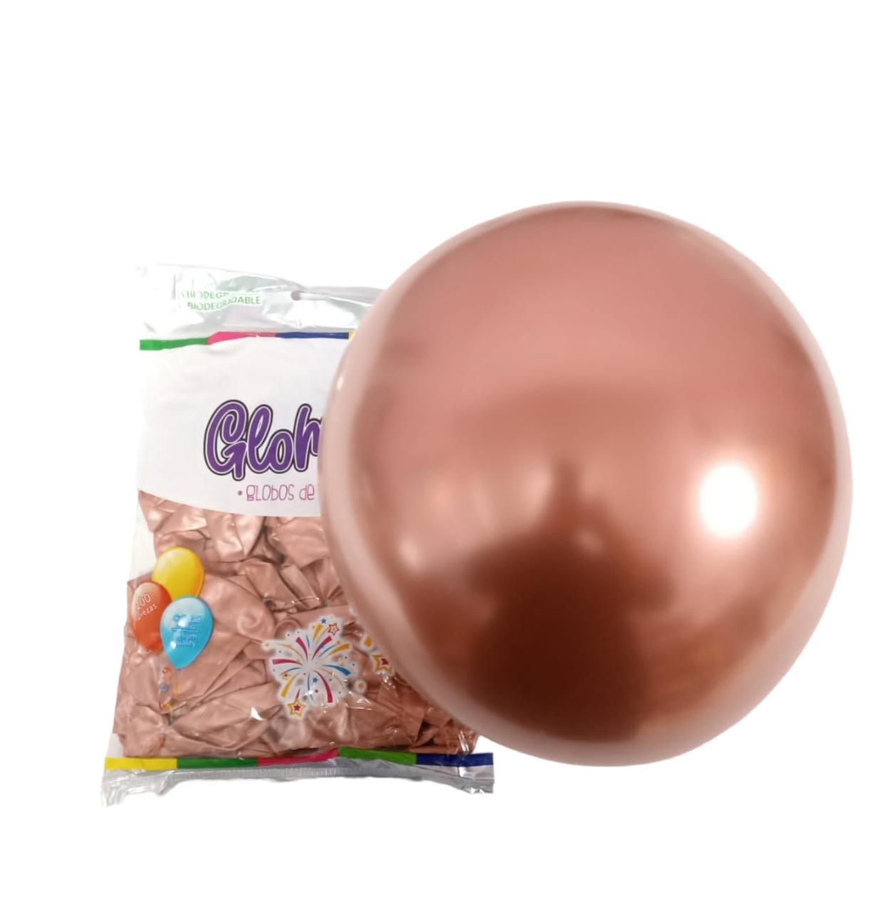 Bolsa de Globos Glomex #5 C/100 Cromado Glomex