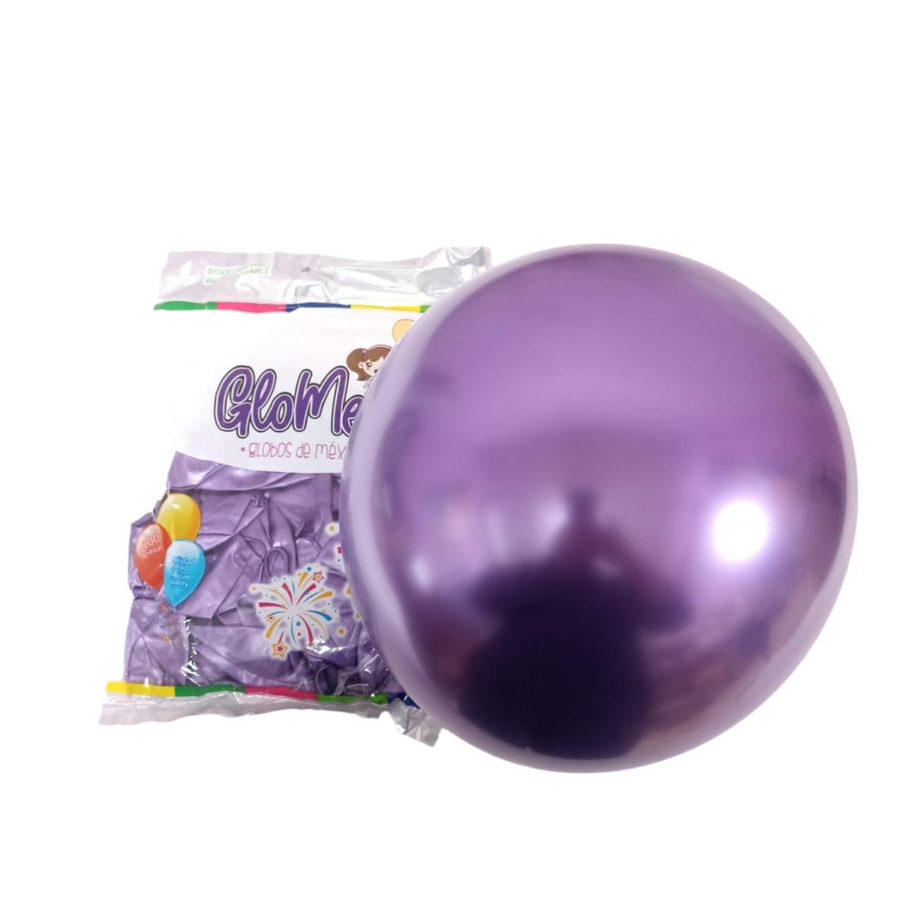 Bolsa de Globos Glomex #5 C/100 Cromado Glomex